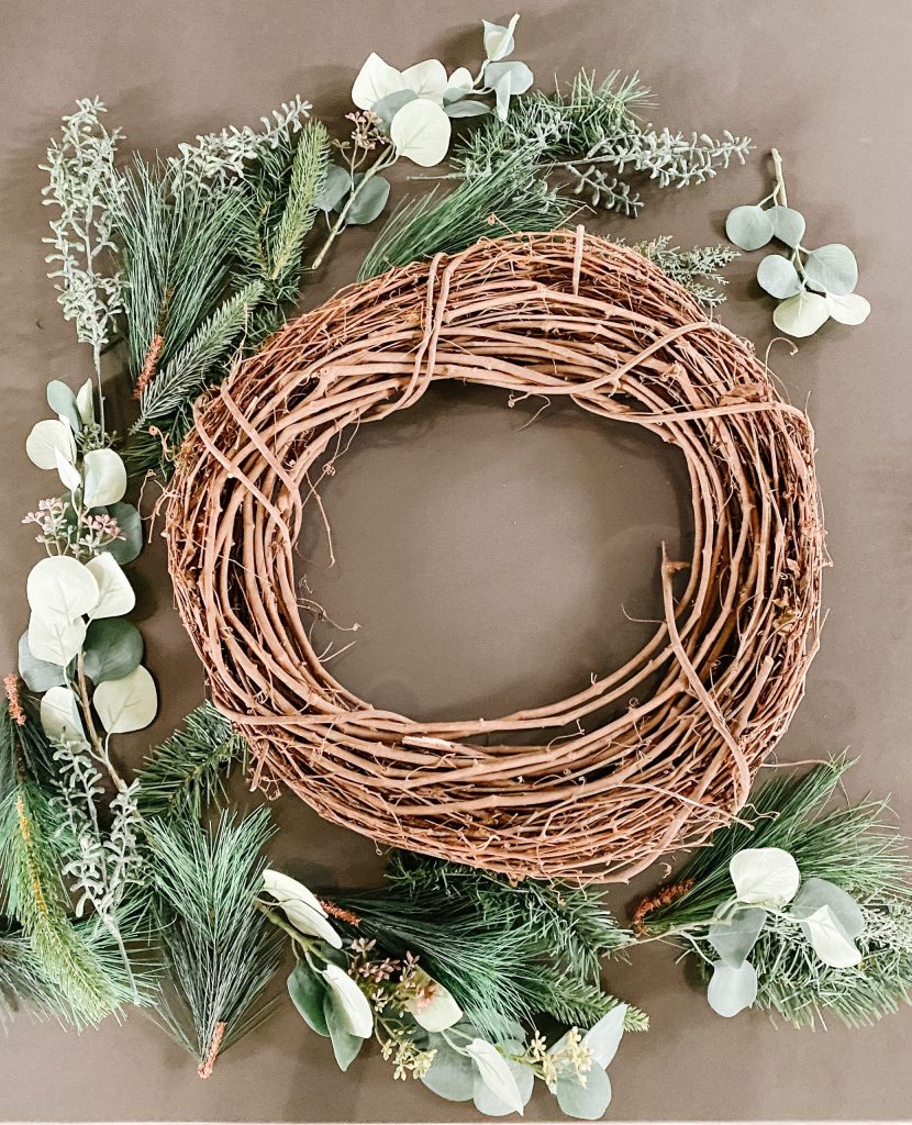 diy winter wreath layout