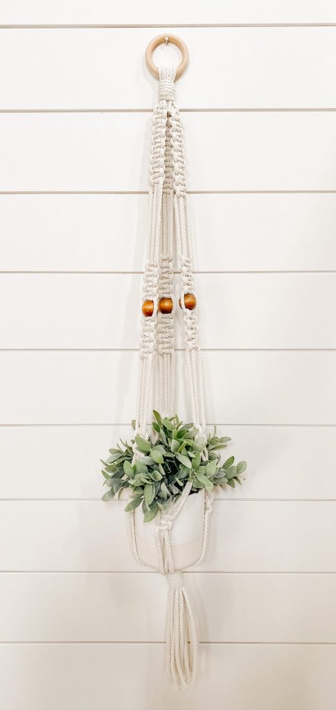 diy macrame plant hanger with wooden beads