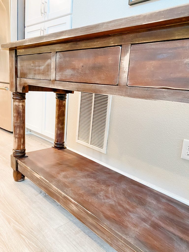 console table after sanding