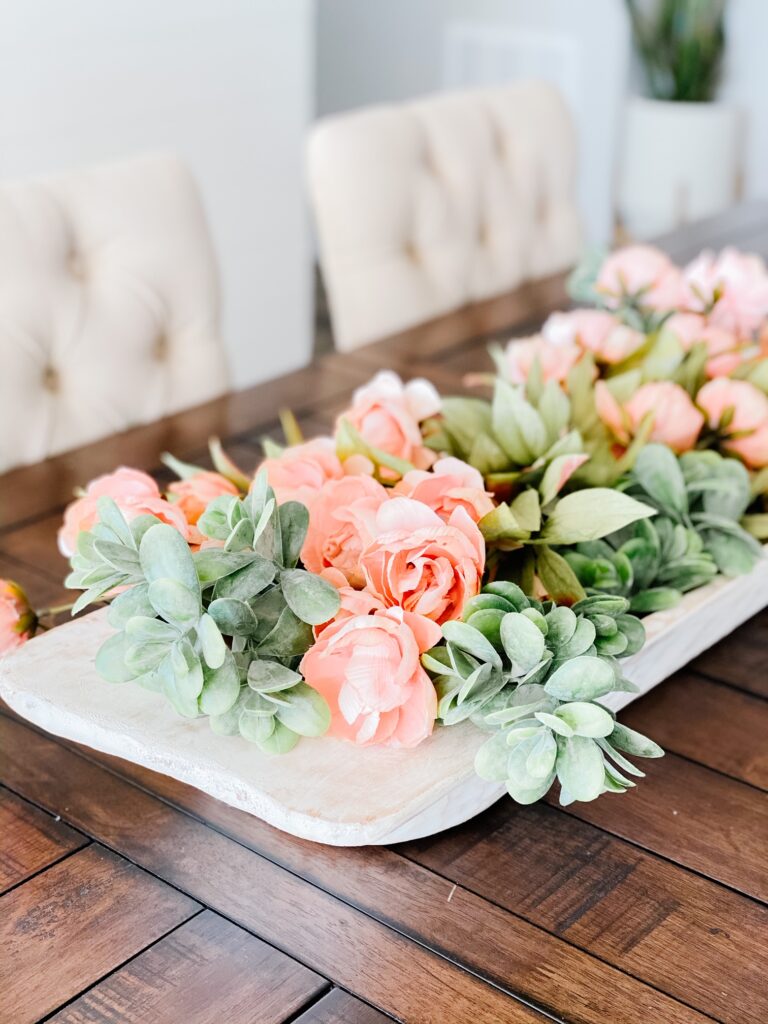 Simple Spring Centerpiece with faux florals 