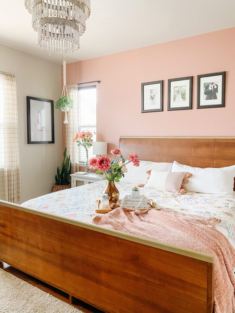 dusty rose pink bedroom wall paint color