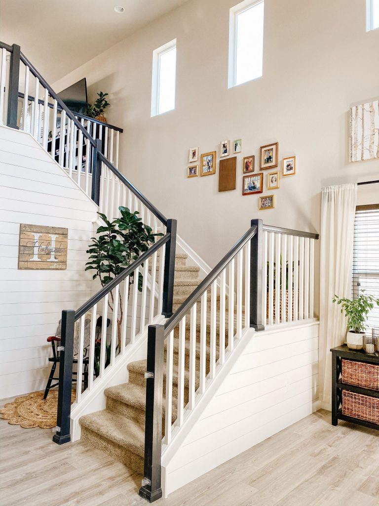 black and white staircase railing