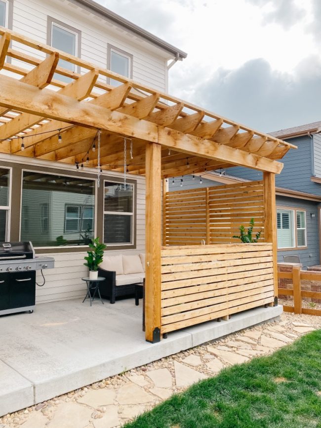 Diy Pergola How To Build A Pergola On A Patio With Wood Slat Privacy