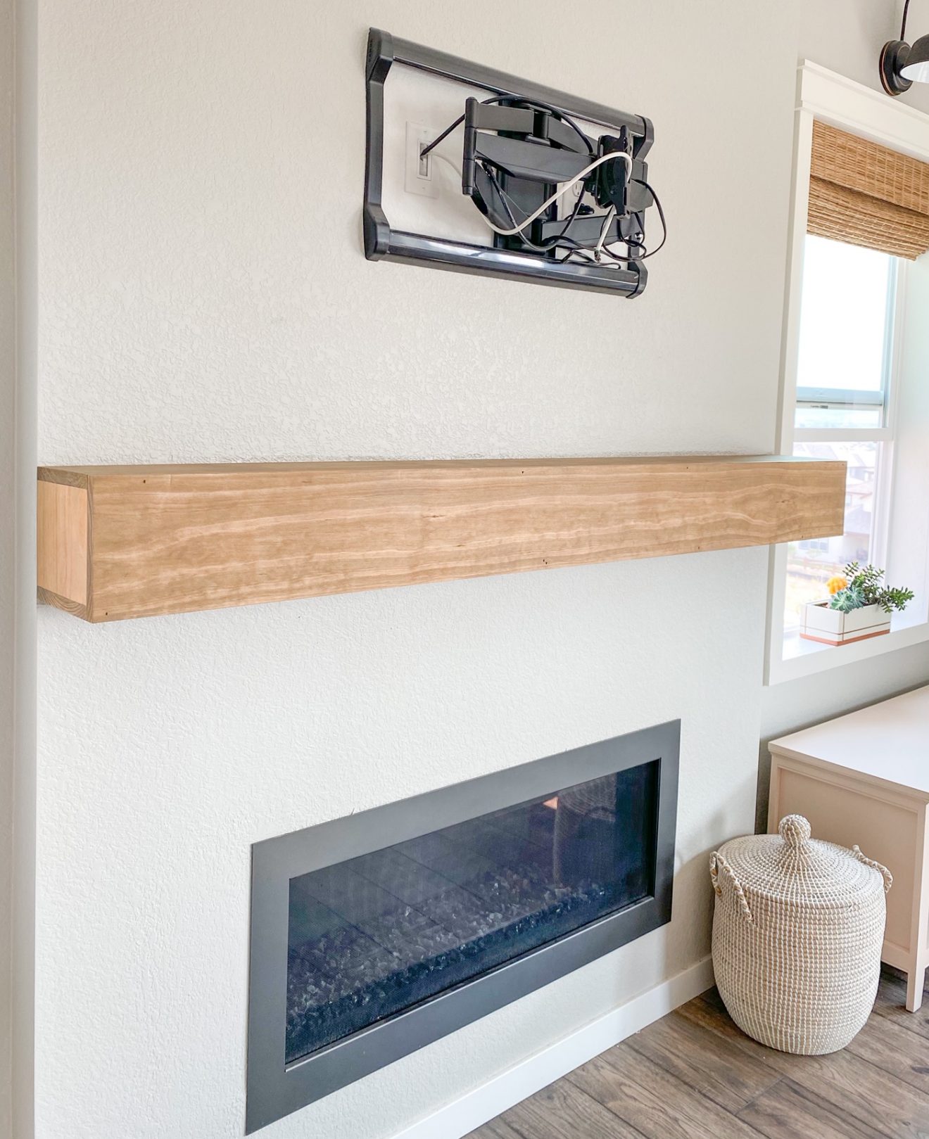 How To Make An Easy DIY Fireplace Mantel - Sprucing Up Mamahood