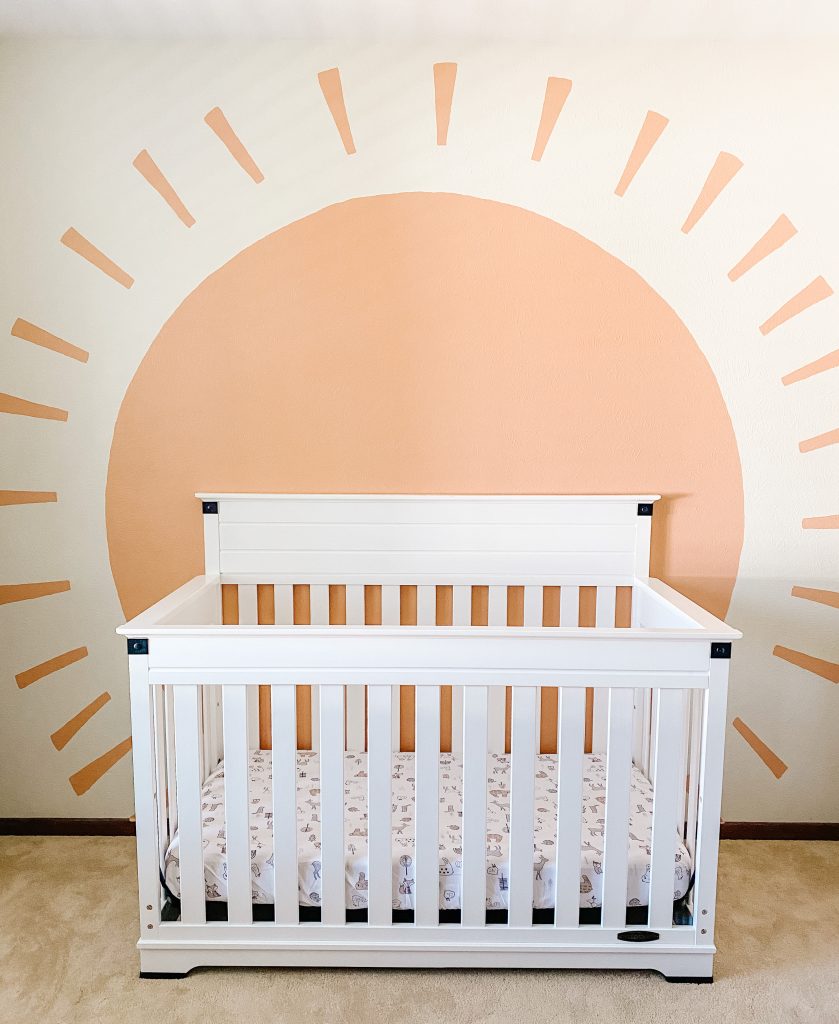 how to paint a perfect circle boho sun mural in boys nursery