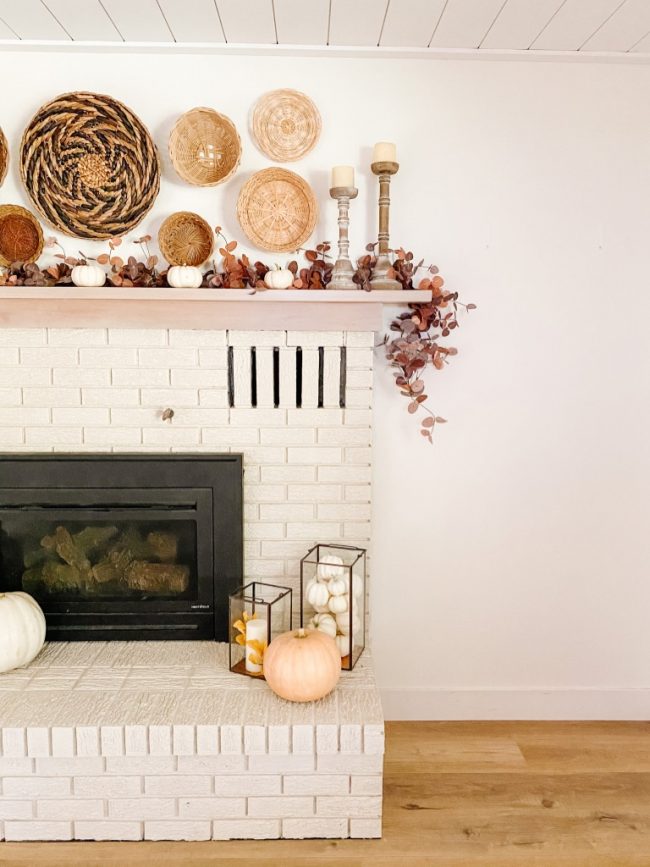 Our Brick Fireplace Makeover & Fall Mantel Decor - Sprucing Up Mamahood