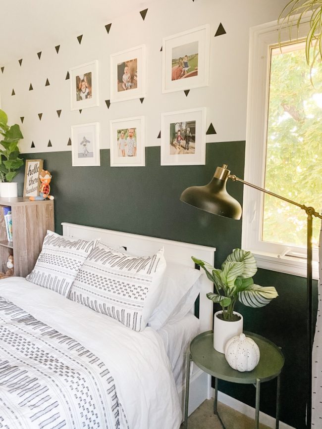 Boys Boho Bedroom Idea with Colorblock Wall - Sprucing Up Mamahood