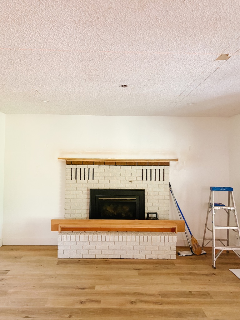 wood ceiling over popcorn ceiling