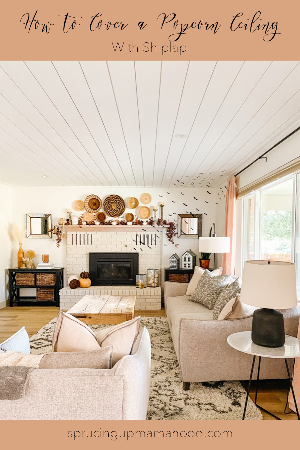 How to Cover a Popcorn Ceiling with Shiplap Sprucing Up Mamahood