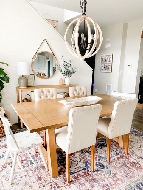 Dining room featuring a boho style dinging table.