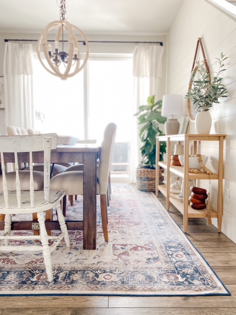 Ruggable rug in a dining room.