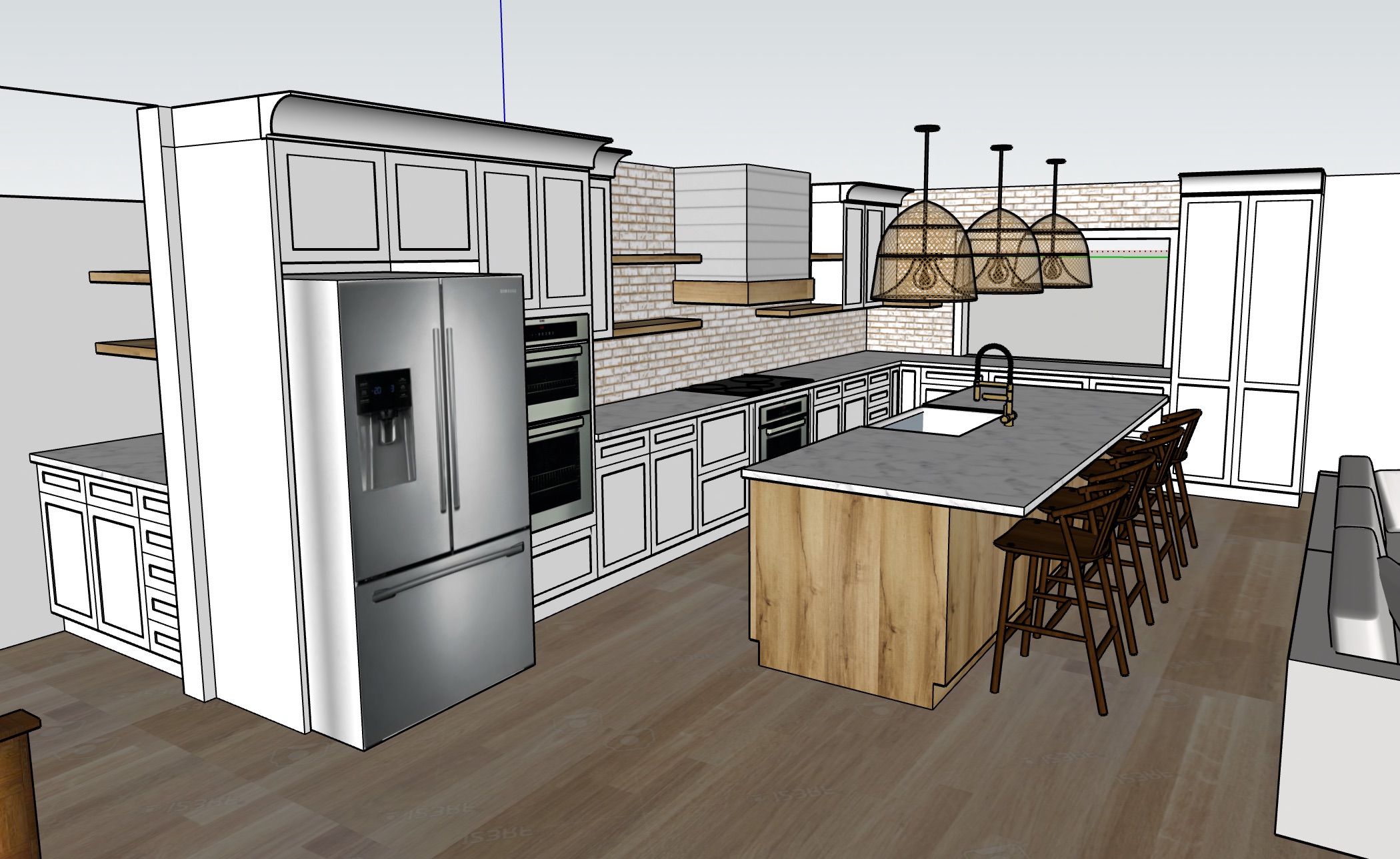 Kitchen Remodel Sketch Up Rendering