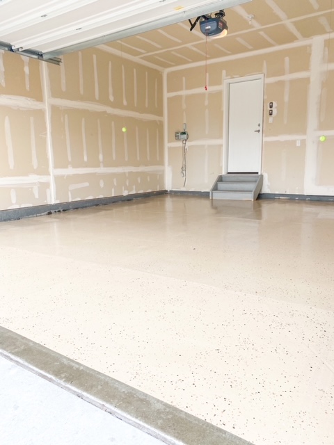 DIy garage Epoxy floors in tan