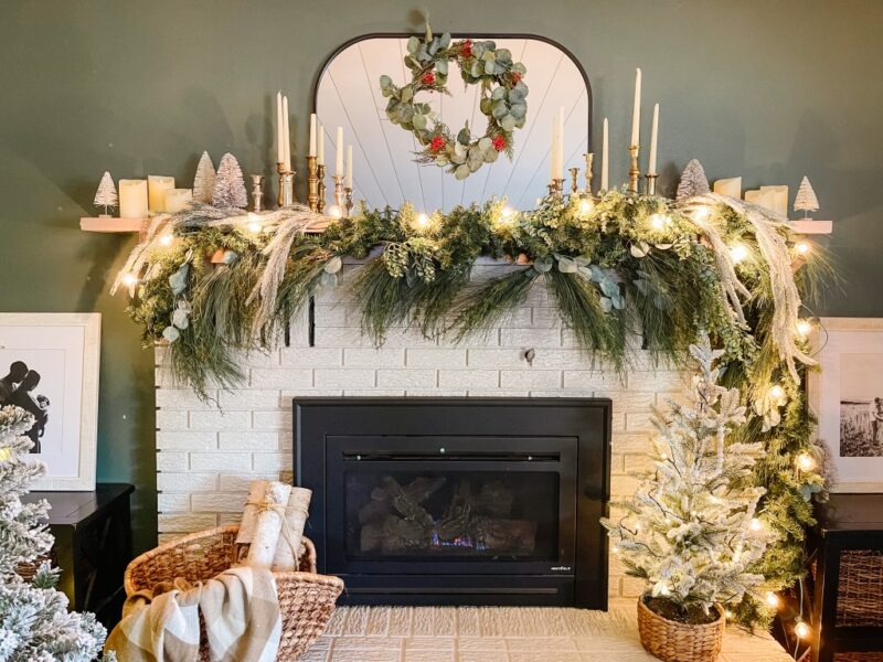 Glowing Layered Christmas Mantel Garland & The Best Indoor Christmas Lights! Sprucing Up Mamahood