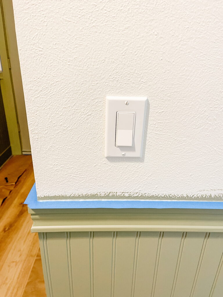 Colorful Beadboard Wainscoting at our Small Mudroom - Sprucing Up Mamahood