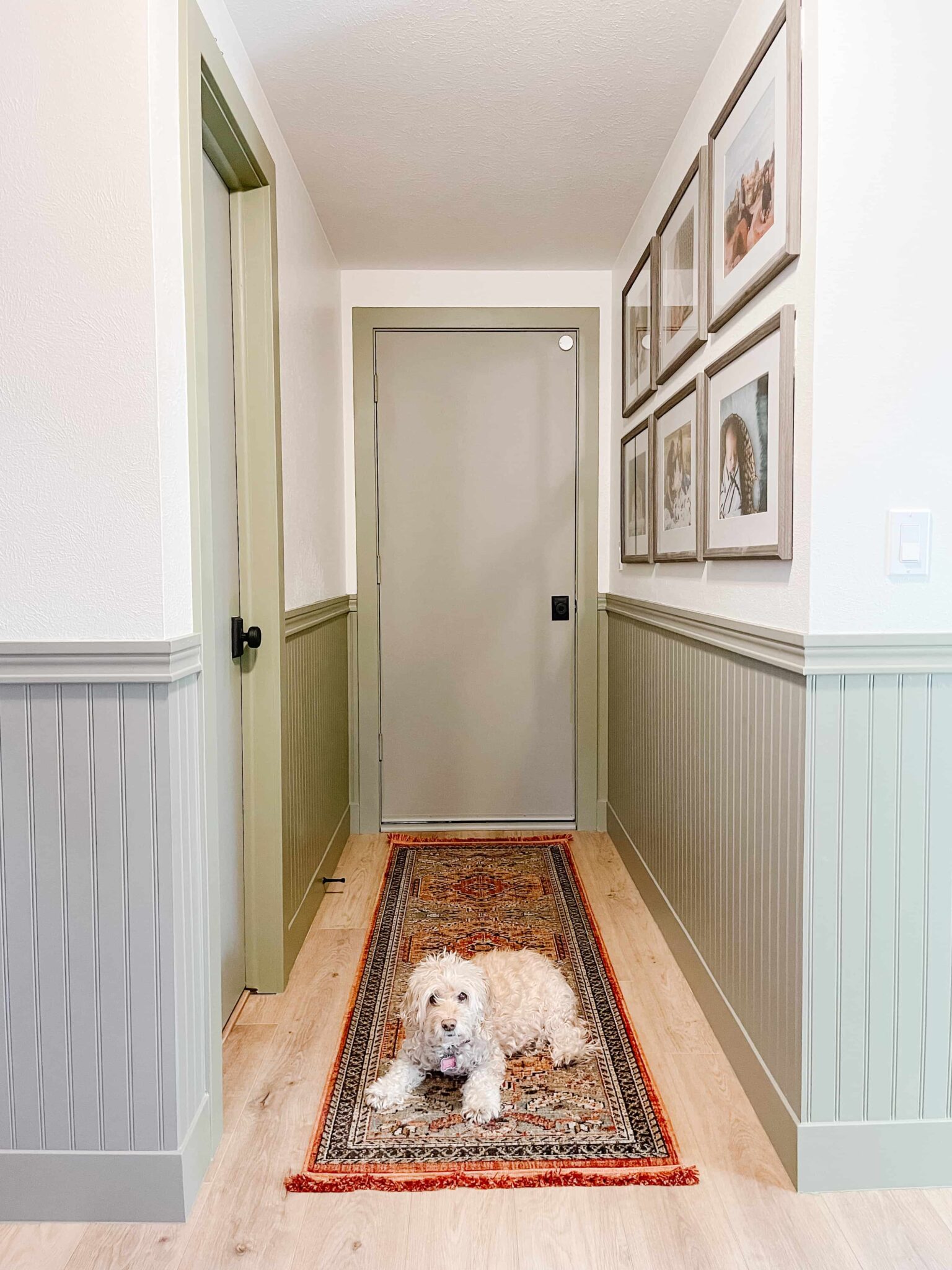 Colorful Beadboard Wainscoting at our Small Mudroom - Sprucing Up Mamahood