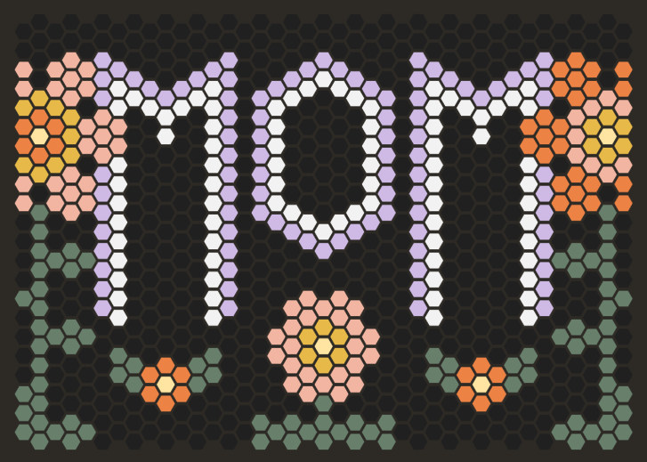Letterfolk tile mat black large size with colorful spring flower mother's day design idea
