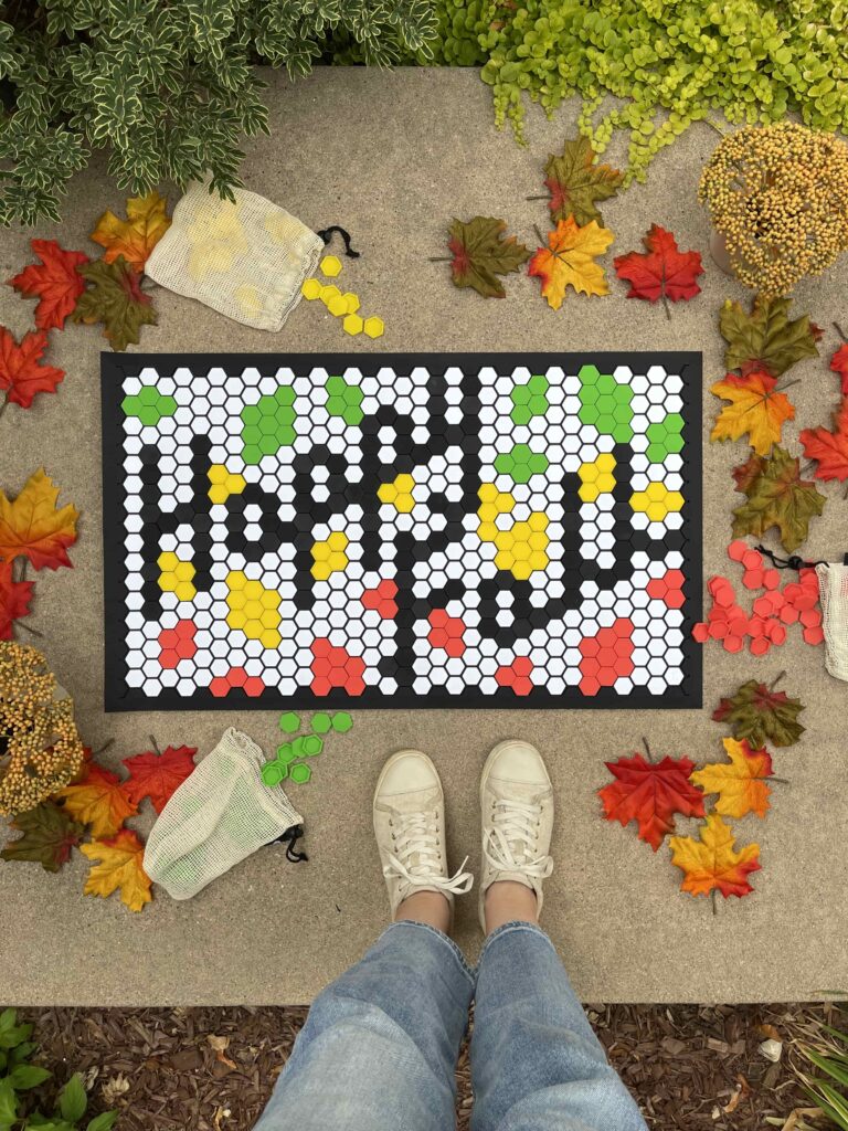 letterfolk white standard tile mat with happy fall design