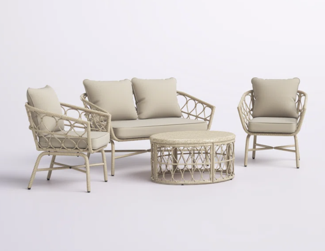 wicker patio chair set with coffee table