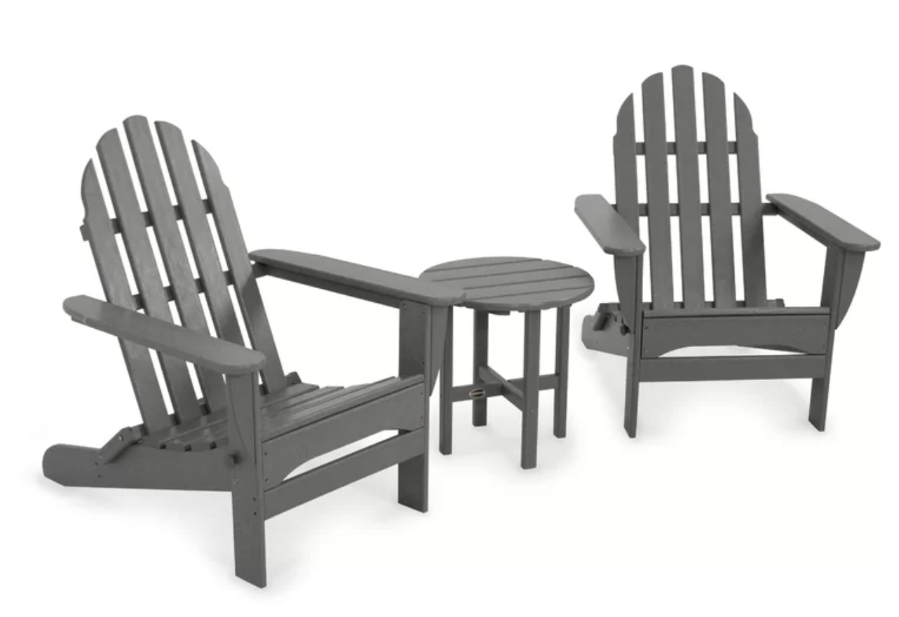 Adirondack patio chairs with matching table